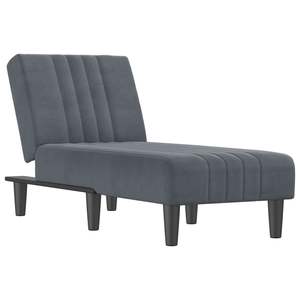 Chaise longue en velours gris foncé - Product Image 2