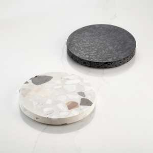 White Fleck Black Speckled Terrazzo Drink Coasters Stone Table <b>Accessory</b> - Product Image 1
