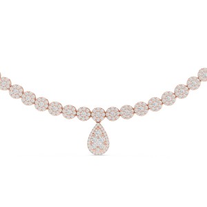 Lab Grown Diamond Graduated <b>Tennis</b> <b>Necklace</b> 7.88 CT Round Pear Drop 18K 14K 10K Solid Gold 925 <b>Silver</b> Women - Product Image 5
