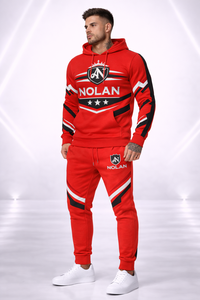 Conjunto Deportivo Rojo para Hombre, Sudadera con Capucha y Pantalones Jogger, Logotipo Personalizado, Ropa Deportiva Urbana de Diseño, Venta al Por Mayor - Product Image 6