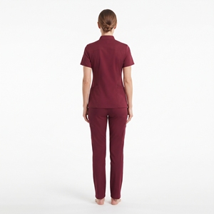 Ensemble de tenue médicale pour femmes, haut d'infirmière à manches courtes avec col montant et boutons latéraux et pantalon, uniforme d'hôpital, vêtements de travail - Product Image 6