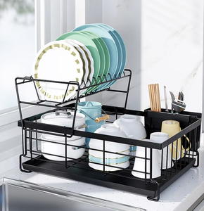 OEM/ODM Vietnam White Iron <b>Dish</b> <b>Rack</b> with Cutlery Holder Removable Water Tray Kitchen Organizer Shelf - Product Image 3