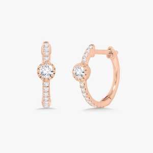 Diamond Huggie <b>Earrings</b> Round Cut Lab Grown 10mm Minimalist Everyday Wear Modern Small <b>Hinged</b> <b>Hoops</b> 14K 18K Solid Gold Wholesale - Product Image 3