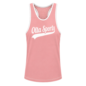 Coral Pink White <b>Swim</b> Set Sleeveless Racerback Tank <b>Top</b> with Matching Shorts Lightweight Quick Dry Training Performance Swimwear - Product Image 3