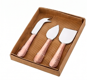 Hammered Copper Handle <b>Cheese</b> <b>Knife</b> <b>Set</b> Stainless Steel Blades Durable <b>Cheese</b> Tools 3 Piece <b>Set</b> For Kitchen Use And Hotel Use - Product Image 3