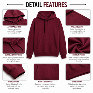 Premium Solid Winter <b>Pullover</b> Hoodie for <b>Men</b> and Women Casual Fleece 100% Polyester Comfortable Everyday Wear - Product Image 4
