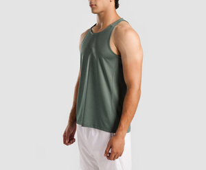 Débardeur côtelé sans manches pour homme, respirant, séchage rapide, col rond, 100 % coton, décontracté, sportswear, fitness - Product Image 2