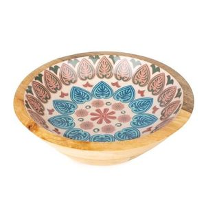 Tazón de madera hecho a mano con diseño de lunares para servir comida, vajilla de cocina estilo mediterráneo - Product Image 6