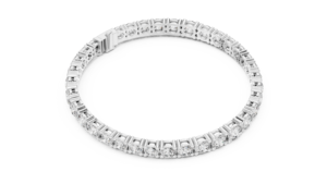 Pulsera de tenis de lujo con diamantes cultivados en laboratorio, corte clásico, chapada en rodio, con cierre oculto, en oro blanco macizo de 18 quilates, ideal para regalo y fiestas. - Product Image 3
