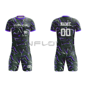 Maillot de football personnalisé imprimé par sublimation, motif écossais, respirant, col en V, manches courtes, uniforme d'équipe scolaire - Product Image 1