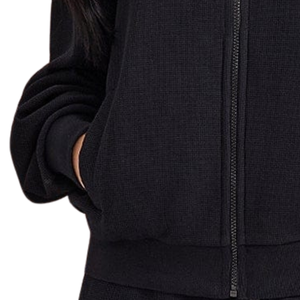 Women's Customized Colors Solid Printed Winter Waffle Full Zip Tracksuit Set Regular Fit Jacket <b>Wide</b> <b>Leg</b> <b>Pants</b> Casual <b>Lounge</b> - Product Image 3