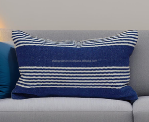 Housses de coussin tissées bleues faites à la main indiennes housses de coussin de canapé lavables avec fermetures à glissière belle housse de coussin oreiller - Product Image 1