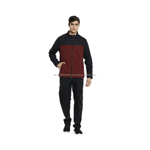 Ensemble de survêtement de sport d'hiver pour homme en polyester de haute qualité, coupe ajustée, veste de jogging unie, pantalon de jogging d'hiver - Product Image 1
