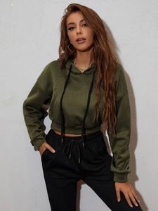 เสื้อฮู้ดครอปท็อปผ้าฝ้ายแท้ 100% ซักกรด ทรงโอเวอร์ไซส์ คุณภาพสูง สำหรับผู้หญิง  รับสกรีนโลโก้ ระบายอากาศได้ดี เนื้อผ้าหนา - Product Image 5