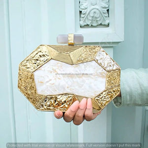 Fabriqué à la main Designer soirée en laiton nacre dames pochette à la main à BAS PRIX PAR ARTISANAT DE LUXE - Product Image 4