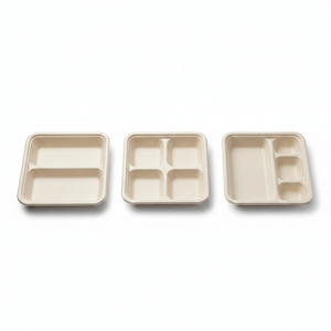 Barquette multi-compartiments en bagasse, écologique et jetable, pour repas scolaires, restauration aérienne et aires de restauration - Product Image 2