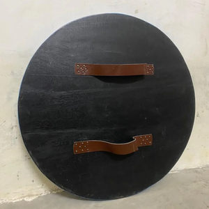 Bouclier rond en bois Viking de haute qualité, design nordique traditionnel, pour décoration et accessoires de costume - Product Image 3
