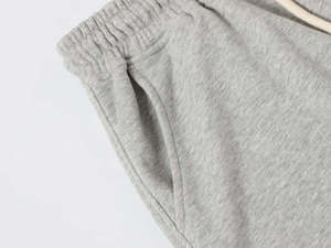 Shorts de sport décontractés 100 % coton pour hommes, 360g, taille mi-haute élastique côtelée à la française, motif uni imprimé numériquement, tricoté à chaud en laine peignée - Product Image 5