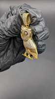 Pendentif hibou en moissanite plaqué or, bijou en argent sterling 925 pour les amoureux des oiseaux