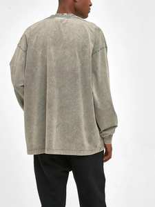 Sweat-shirts pour hommes style rétro, délavés à l'acide, en coton épais, coupe ample confortable, col rond, vierges - Product Image 5