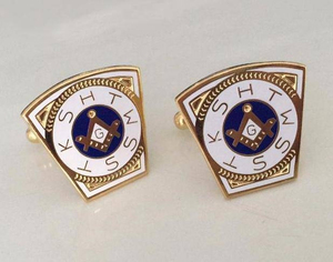 Gemelos Masónicos Personalizados con Diseño de Llave de Masonería, Tono Dorado, Azul y Blanco, Compás Cuadrado, Accesorios Formales para Camisa, Regalo para Logia - Product Image 3