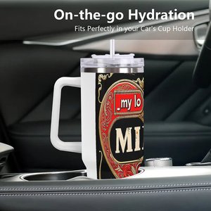 40Oz <b>Large</b> Stainless Steel Tumbler With Straw For Office Use - Product Image 3