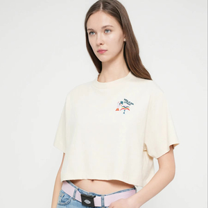 เสื้อยืดครอปผู้หญิง แขนสั้น คอกลม ผ้าฝ้าย สไตล์ลำลอง ใส่สบาย ทรงหลวม สตรีทแวร์ สำหรับฤดูร้อน เสื้อครอปลำลองสำหรับผู้หญิง - Product Image 1