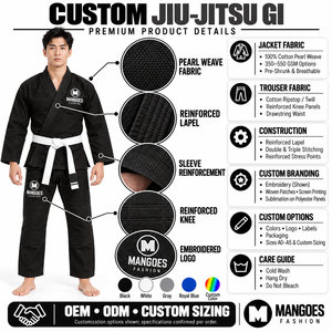 ชุดยิวยิตสู IBJJF ระดับพรีเมียมสำหรับผู้ชาย ผ้าเพิร์ลวีฟ คิโมโนยิวยิตสู ผ้ากันหด ทนทาน เหมาะสำหรับการฝึกซ้อม พร้อมตะเข็บเสริมความแข็งแรง - Product Image 6