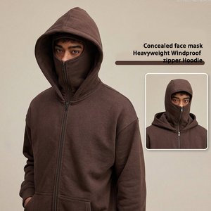 Sudadera con capucha completa de algodón mezclado para hombre, con cremallera, doble capucha, color sólido, estilo urbano, informal, a la moda - Product Image 1