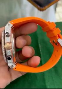 Luxury Fashion <b>Chronograph</b> Watch Stainless Steel Case Orange Silicone Band 43mm Dial Sapphire Crystal Quartz Movement Unisex - Product Image 6