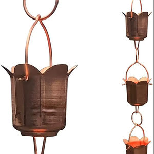 Cadena de lluvia decorativa de cilindros de cobre texturizado para drenaje exterior premium - Product Image 1