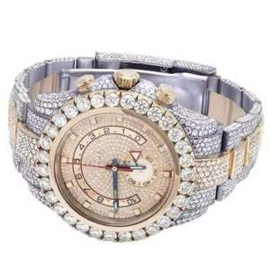 Reloj de Diamantes Moissanite VVS en Oferta para Hombre y Mujer, Totalmente Automático, Color Blanco Rosado, Estilo Antiguo de Lujo, Correa de Cuero - Product Image 3