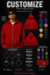 Sudadera con capucha y cremallera completa personalizada con pedrería para hombre, corte regular, estilo urbano, forro polar 100% algodón prémium, ecológica, de lujo para invierno - Product Image 4