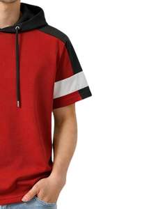 Mens <b>Short</b> <b>Sleeve</b> Hoodie T Shirt Casual Pullover Hooded Top Soft Cotton Summer Wear Red Black White Color Streetwear - Product Image 3