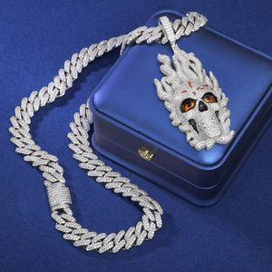 <b>Silver</b> Plated Flame Skull Pendant With Crystal Rhinestones Men's Hip Hop Jewelry Gift - Product Image 2