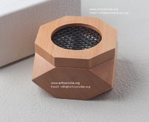 Bruciatore di Bakhoor in Legno di Sandalo con Design Geometrico e Motivi a Strisce, Ecologico, per Incenso Indiano <span class=keywords><strong>Sacro</strong></span> - Product Image 4