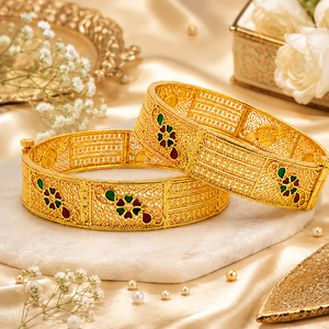 Gold Plated Alloy Bangle Set Women's Classic Bangles Wedding Jewelry <b>Gift</b> Fashion Bangles - Product Image 2