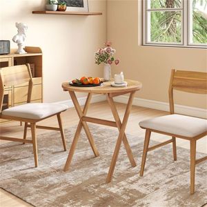 Solid Acacia Wood Foldable Round Side <b>Table</b> 26\" X 27\" 180 LBS Weight Capacity Patio End <b>Table</b> - Product Image 5