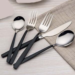 Juego de cubiertos de plata de acero inoxidable de aspecto moderno Diseño único Alta calidad Ecológico 100 piezas Restaurante de pulido de espejo alto - Product Image 6