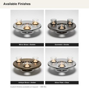 Handmade 9 cm Stainless Steel and Glass Candle <b>Lantern</b> with <b>Brass</b> Bubble Low Wide Halo Ring Mirror Centrepiece for Home Decor - Product Image 5