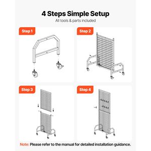 Set di 3 Pannelli a Griglia 1,9 x 5,4 ft con 30 Ganci, Espositore Mobile per Arte, Rastrelliera a Griglia in Filo Metallico Nero con Ruote - Product Image 5