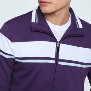 Men's <b>Purple</b> Tracksuit Full Zip Stand Collar Sporty Regular Fit Polyester Cotton Autumn Wear With Side Pockets - Product Image 5