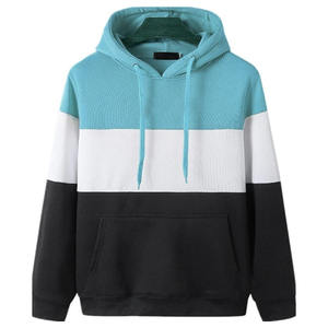 Sweat-shirt à capuche pour homme, style automne, à blocs de couleur, manches régulières, tricoté, non doublé, vert, blanc, noir - Product Image 6