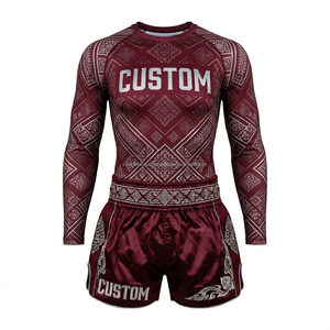 Conjunto de Pantalones Cortos de Muay Thai y Rash Guard al por Mayor, Uniforme Personalizado de Artes Marciales de Kickboxing por Sublimación, Fabricante OEM, MOQ Bajo - Product Image 3
