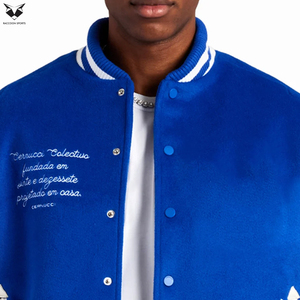Wholesale Vintage Custom Varsity Jacket Men Premium Wool Body Cowhide Leather Sleeve Hip Hop Loose Fit Unisex College Jacket - Product Image 6