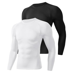 Men's Long Sleeve Compression Shirt Crew Neck Solid Color Quick Dry Athletic Fit Sporty Base <b>Layer</b> <b>Top</b> White Black - Product Image 1