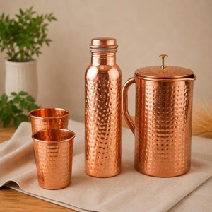 Juego de Botellas de Agua de Cobre Hechas a Mano, Diseño Bohemio, Portátiles para Viaje, con Tapas - Product Image 6