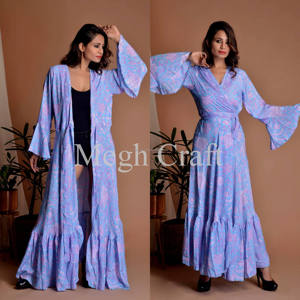 Robe kimono bohème en soie pour femmes, vêtements de plage, cover up, kimono, corps, vente en gros - Product Image 5