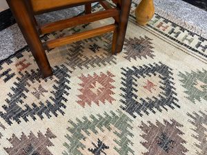 Handwoven Jute Kilim <b>Rug</b> | Geometric Pattern <b>Boho</b> Area <b>Rug</b> | Natural Fiber Rustic Floor Carpet - Product Image 5