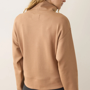 Sweat-shirt à col roulé pour femme, couleur unie, tricoté en coton et fibre de bambou, manches longues, style minimaliste, vêtement d'automne - Product Image 5